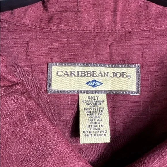 Caribbean Joe Men's Burgundy and Cream Shirt Jackets - Picture 3 of 9